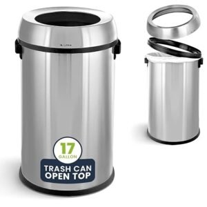 Alpine 17 Gallon Stainless Steel Open Top Trash Can