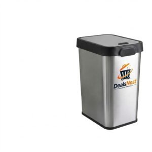 DealsNest Stainless Steel Waste Basket with Black Lid Frame and Push Button