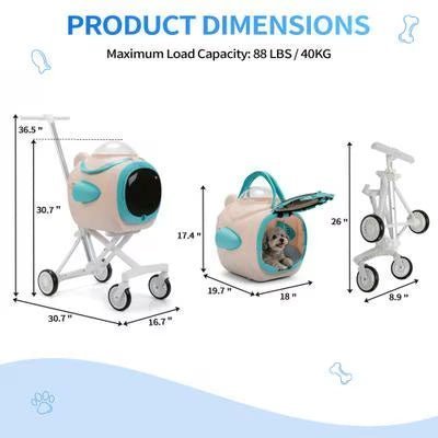 Coziwow 3-in-1 Detachable Space Capsule Pet Stroller Travel Carrier Dog & Cat - Image 3