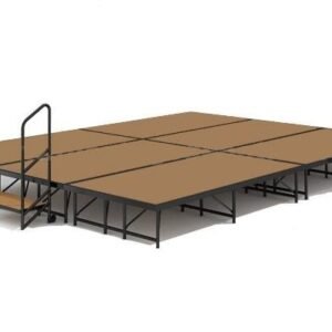 Executive Stage Kit - Portable 12' x 8' Hardboard Finish (Choose Your Height) - 3 Pcs 4'x8' Platforms, 1 Set of Steps with Handrails