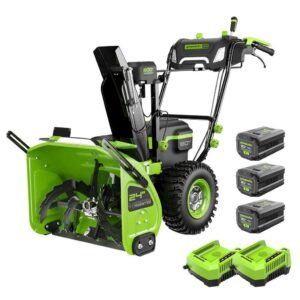 Greenworks 80V 24 Cordless Battery Two-Stage Snow Blower w/ Two 4.0 Ah Batteries Dual-Port Rapid Charger 2615702