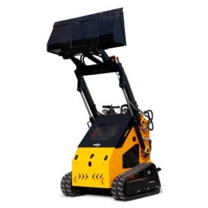 Mms New Mini Skid Steer Loader Ms360t, 13.5hp 420cc Rato GAS Engine Stand-on Crawler Loader, Foldable Pedals Track Loader, Yellow