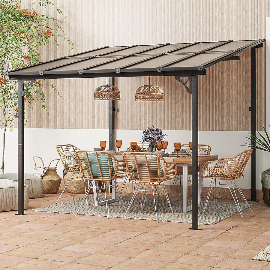 ergola 10-ft W x 10-ft L x 8-ft 2-in H Black Metal Freestanding Pergola - Image 4
