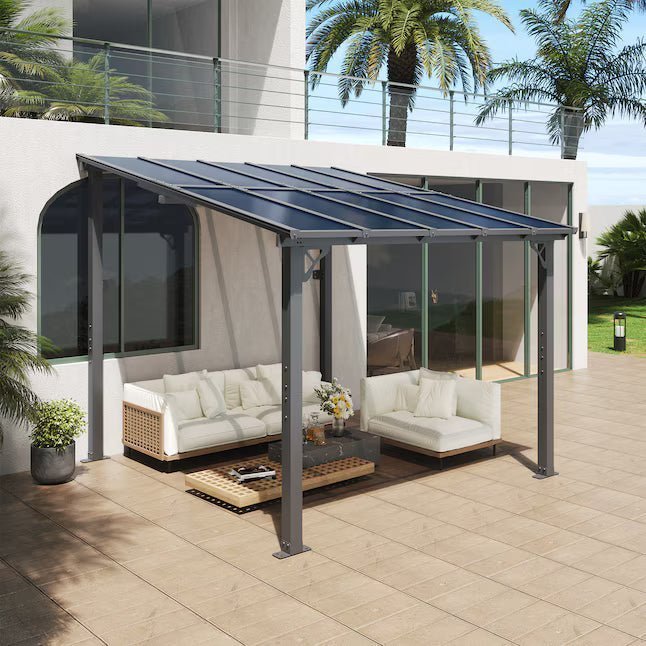 ergola 10-ft W x 10-ft L x 8-ft 2-in H Black Metal Freestanding Pergola - Image 3