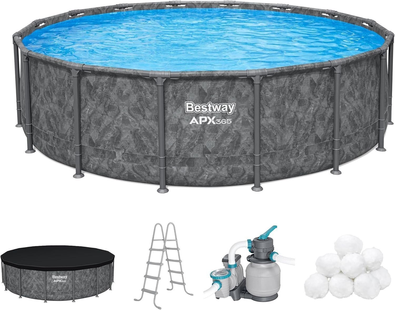Bestway APX 365 16-Foot x 48-Inch Round Above Ground Pool Set