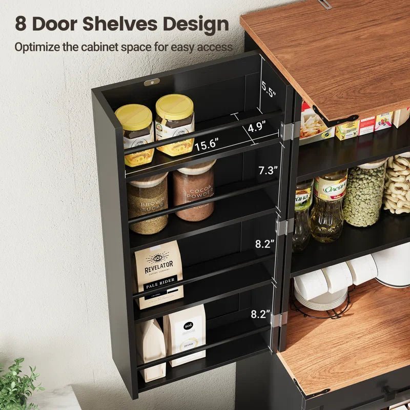 72" Kitchen Pantry Storage Cabinet with 8 Hanging Shelves and 3 Sliding Drawers - Image 5