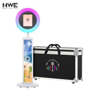MWE Portable Photo Booth for Any iPad, Large Lightbox with Ring Light, APP Control, Flight Case, Perfect for Christmas, Weddings, and Parties