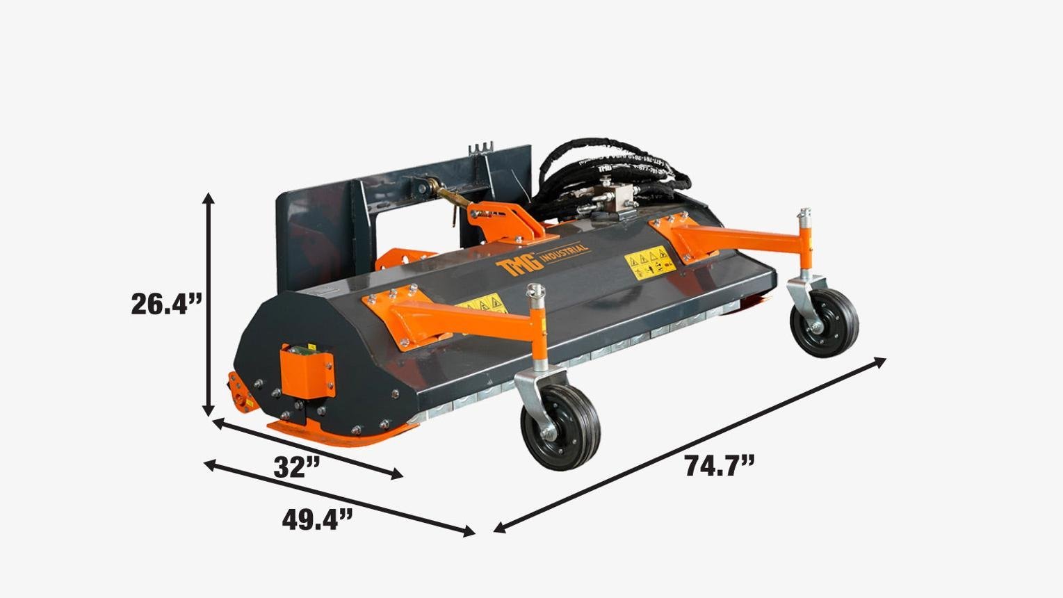 TMG 72" Hydraulic Flail Mower for Skid Steer Quick Attach - Image 3