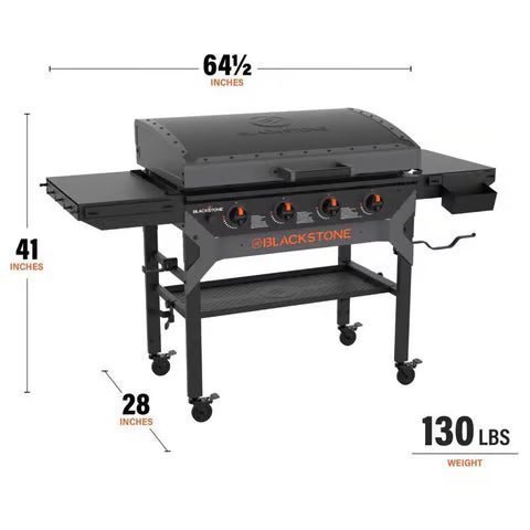 Forged 4 Burner Liquid Propane Outdoor Griddle with Hood Black - Image 8