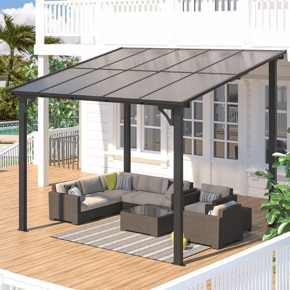 8' x 10' Hardtop Gazebo Outdoor Aluminum Pergola For Garden, Patio, Backyard-Gray - Image 5