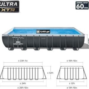 Intex 26363EH Ultra XTR Deluxe Rectangular Above Ground Swimming Pool Set: 24-Foot x 12-Foot x 52-Inch – Includes 2100 GPH Sand Filter Pump
