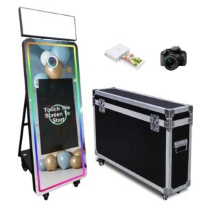Portable 60inch Photo Booth Machine with 32inch LCD Touch Screen Magic Mirror Selfie Machine APP Control with Flight Case for Events Party