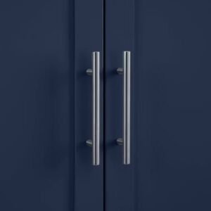 Tall Kitchen Storage Pantry Navy: Traditional Farmhouse Design, Wood Veneer, MDF Frame, 3 Adjustable Shelves