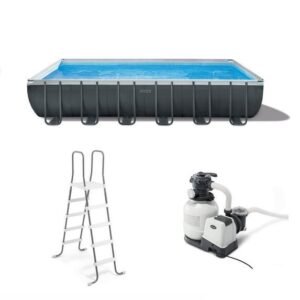 Intex 24-Foot x 12-Foot x 52-Inch Ultra XTR Rectangular Frame Swimming Pool Set + Pump