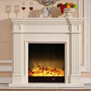 Beige Solid Wood Freestanding Fireplace One Allium Way