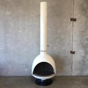 Malm Lancer Mid-Century Modern Cone Freestanding Wood Burning Fireplace | Custom Made - Matte White