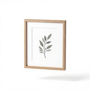 Urban Nestif Wood Frame Minimalist Botanical Print Set – Modern Home Decor, Natural Tones, 3-Piece
