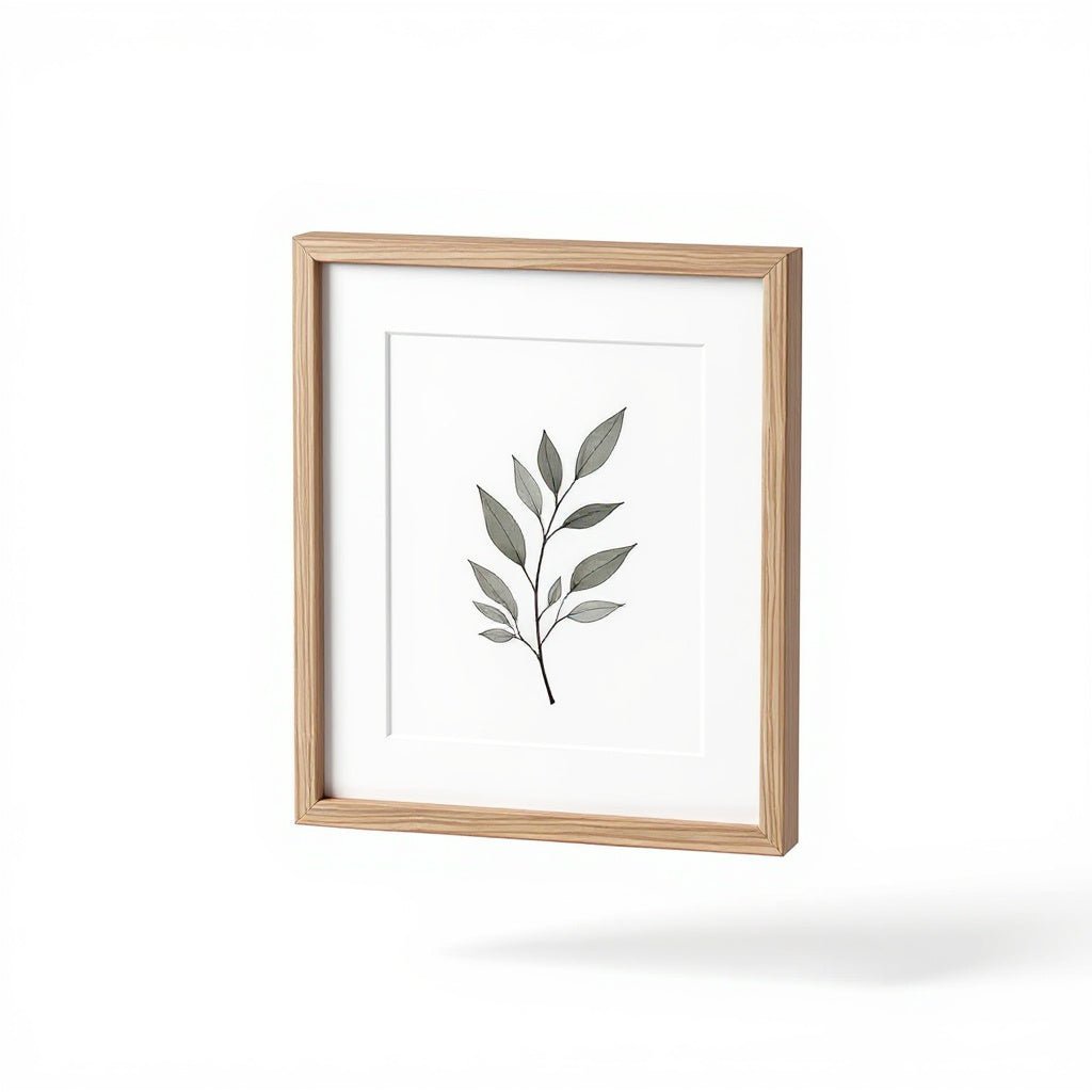 Urban Nestif Wood Frame Minimalist Botanical Print Set – Modern Home Decor, Natural Tones, 3-Piece - Image 3
