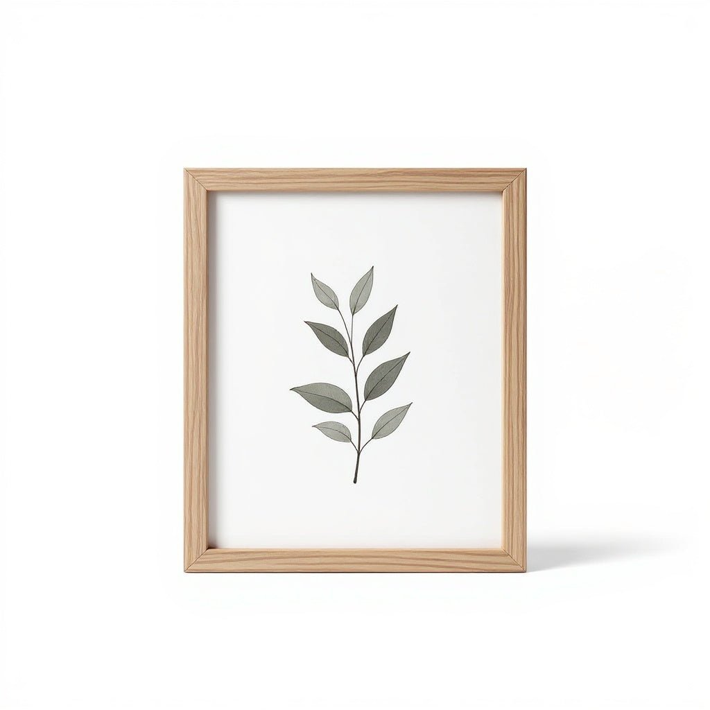 Urban Nestif Wood Frame Minimalist Botanical Print Set – Modern Home Decor, Natural Tones, 3-Piece - Image 2
