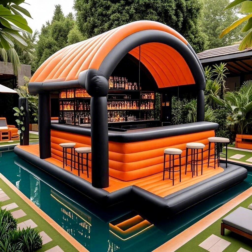 Family Party Backyard Inflatable Pool Bar Water Floating Bar Tent House Combo Swimming Pool Blow up Water Pool Bars For Outdoor yijia - Image 3