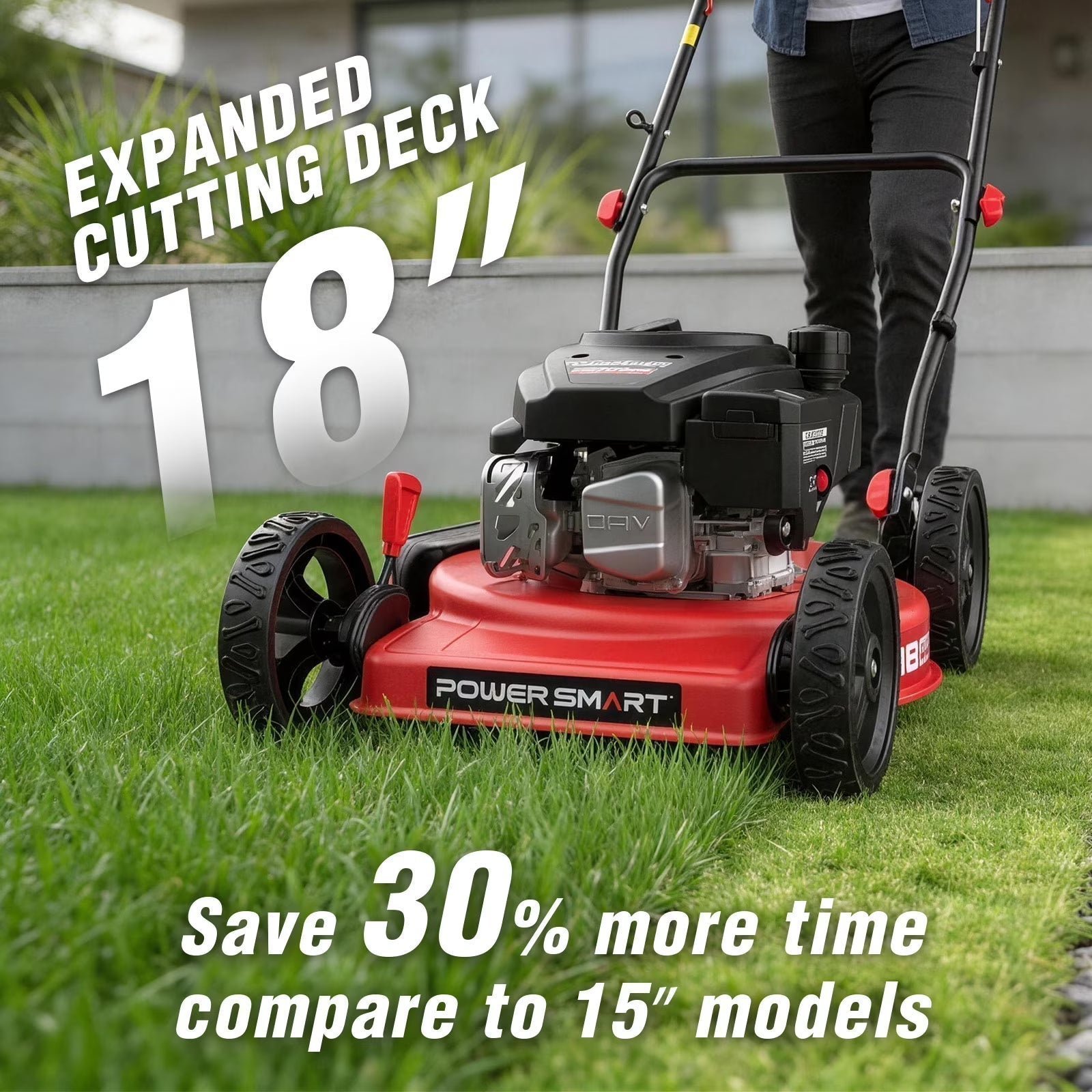 144cc 18" 3-in-1 Gas Push Lawn Mower with 5-Position Height Adjustment - Image 4