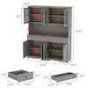 Gray Painted Wood 61.2 in. W Food Pantry Cabinet With Drawers and Adjustable Shelves, Glass Doors, Hutch - Image 6