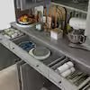 Gray Painted Wood 61.2 in. W Food Pantry Cabinet With Drawers and Adjustable Shelves, Glass Doors, Hutch - Image 3