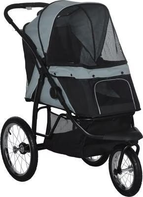 PawHut Small & Medium Dog Stroller, Gray - Image 3