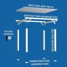 12x10 hawthorne traditional steel pergola with sail shade soft canopy - Image 13