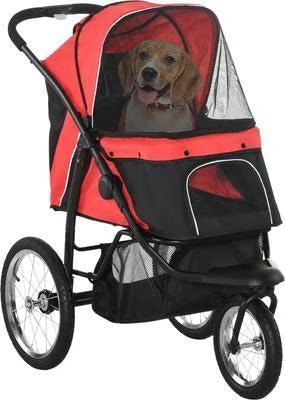 PawHut Small & Medium Dog Stroller, Gray - Image 2