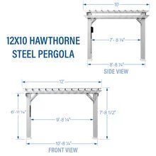 12x10 hawthorne traditional steel pergola with sail shade soft canopy - Image 14