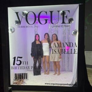 Ubackdrop-6.5x7.5ft Magazine Party Photo Booth with Led Light