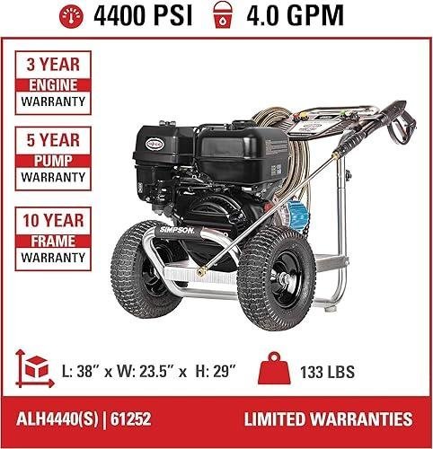 Simpson 4400 PSI 4.0 GPM Gas Pressure Washer CAT Pump 61252 - Image 3