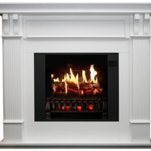 MagikFlame Trinity Large White Electric Fireplace Mantel & Insert with Sound and Heater