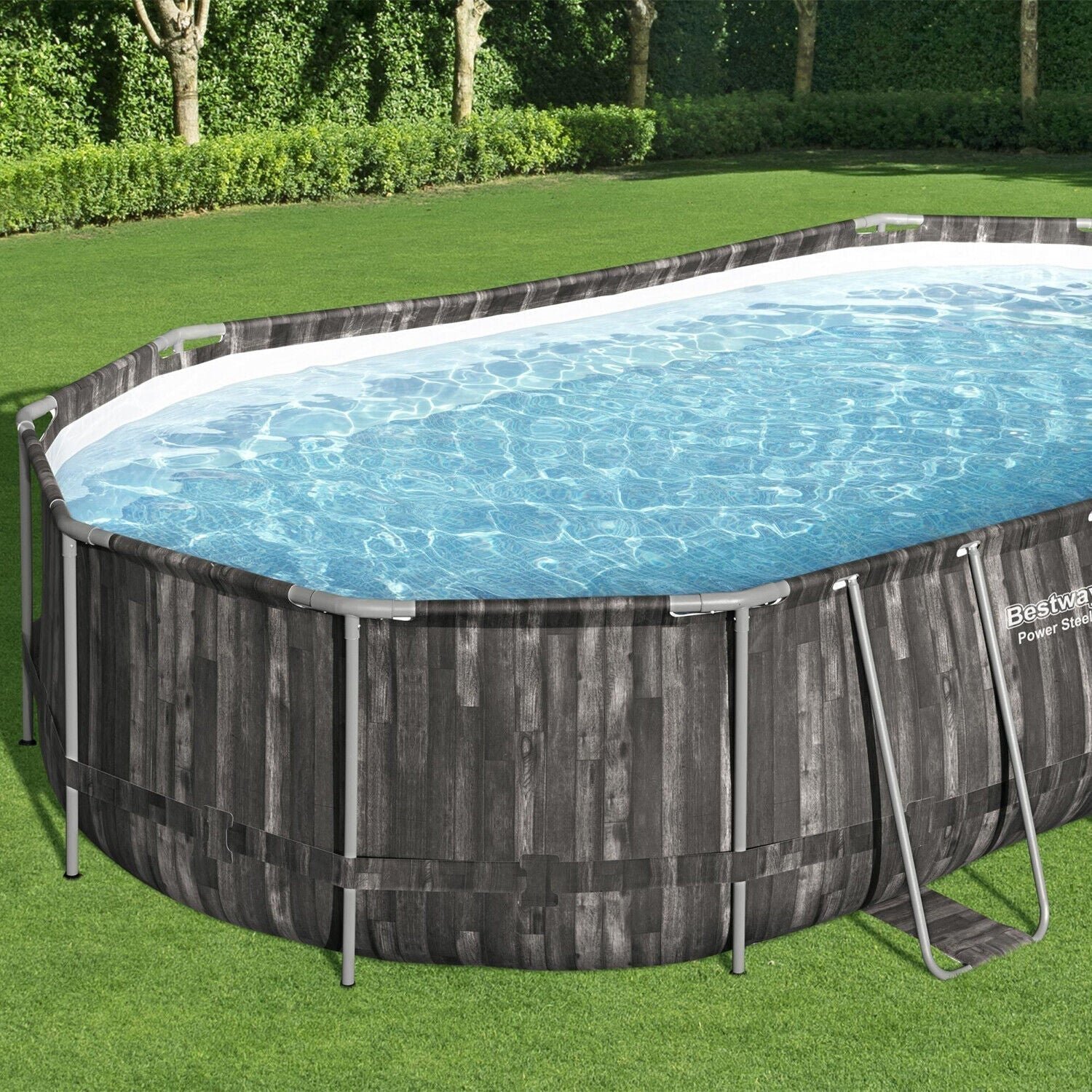 Bestway Power Steel 20-Foot x 12-Foot x 48-Inch Oval Above Ground Outdoor Swimming Pool Set