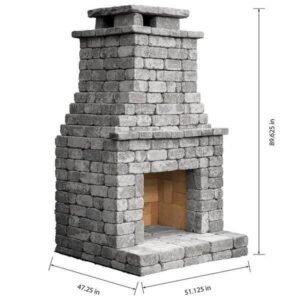 ROMANSTONE Fremont 47.25 in. x 51.125 in. x 89.625 Blend Outdoor Weathered Concrete Fireplace Kit